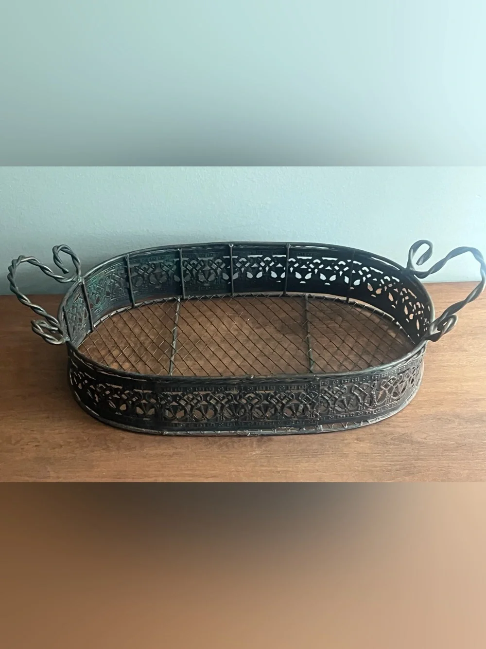 Vintage Wire Metal Basket Serving Tray